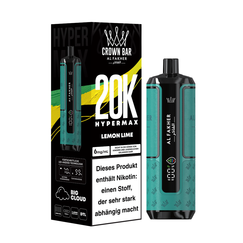 Al Fakher Crown Bar Hypermax 20K 20.000 Zge Power Vape | Easy2Vape Al Fakher Crown Bar Hypermax 20K 20.000 Zge Power Vape | Easy2Vape